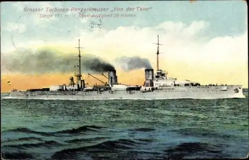 Ak Deutsches Kriegsschiff, SMS Von der Tann, Panzerkreuzer, Kaiserliche Marine