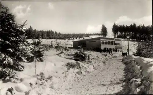 Ak Oberhof im Thüringer Wald, Schanzenbaude am Grenzadler, Schnee, Winter