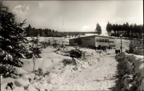 Ak Oberhof im Thüringer Wald, Schanzenbaude am Grenzadler, Schnee, Winter