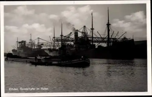 Ak Emden in Ostfriesland, Hafen, Seedampfer