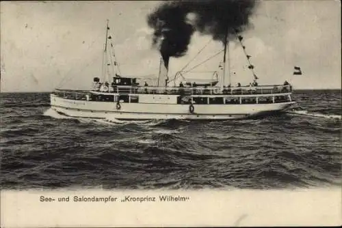 Ak See- und Salondampfer Kronprinz Wilhelm, Bordstempel