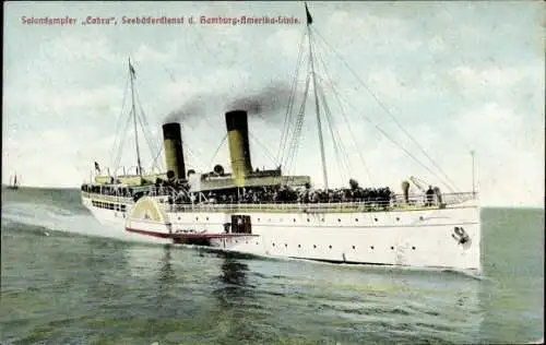 Ak Salondampfer Cobra, HAPAG Seebäderdienst, Ansicht Steuerbord