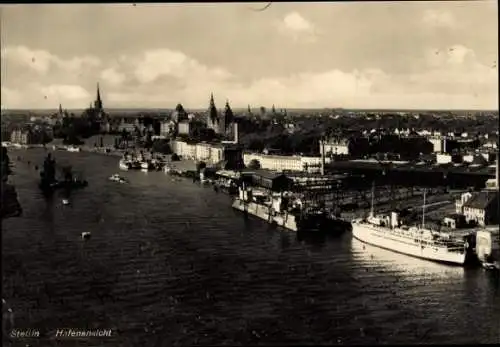 Ak Szczecin Stettin Pommern, Hafenansicht mit Schwimmdock