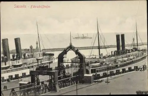 Ak Sassnitz auf Rügen, Fährschiffe im Hafen