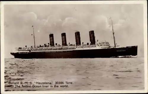 Ak Dampfer RMS Mauretania, Cunard Line