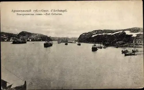 Ak Archangelsk Russland, Blick auf Port Catherine