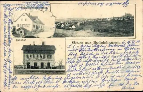 Ak Bodelshausen in Württemberg, Panorama, Bahnhof, Bahnhofs-Restauration