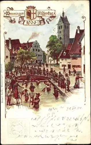 Litho Memmingen in Schwaben, Memminger Fischertag 1900