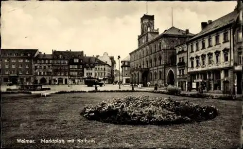 Ak Weimar in Thüringen, Marktplatz, Rathaus