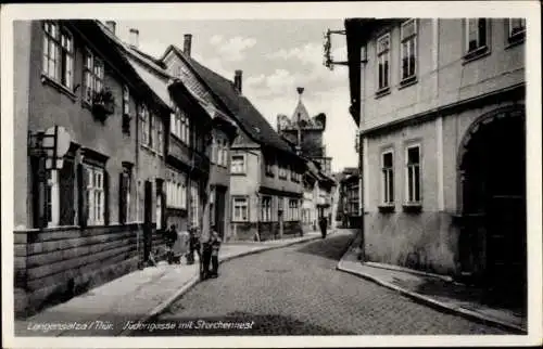 Ak Bad Langensalza im Thüringer Becken, Jüdengasse, Storchennest