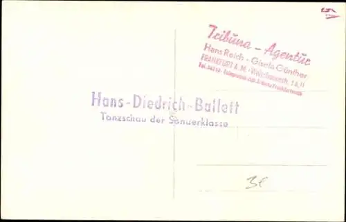 Ak Hans-Diedrich Ballett, Tanzschau