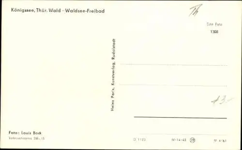 Ak Königsee in Thüringen, Waldseebad Freibad