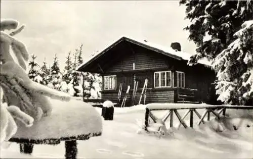 Ak Ilmenau in Thüringen, Waldgasthaus Bobhütte, Winter