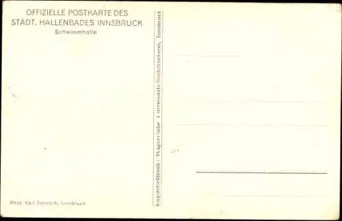 Ak Innsbruck in Tirol, Städtisches Hallenbad, Schwimmhalle, Innenansicht