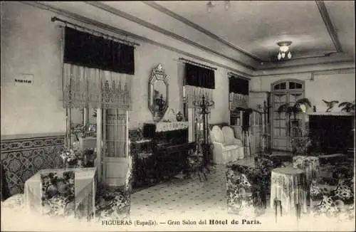 Ak Figueras Katalonien, Hotel de Paris, Innenansicht