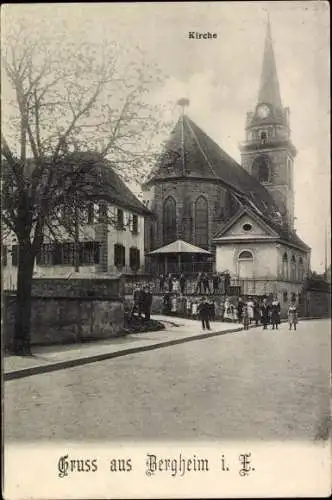 Ak Bergheim Elsass Haut Rhin, Blick auf die Kirche