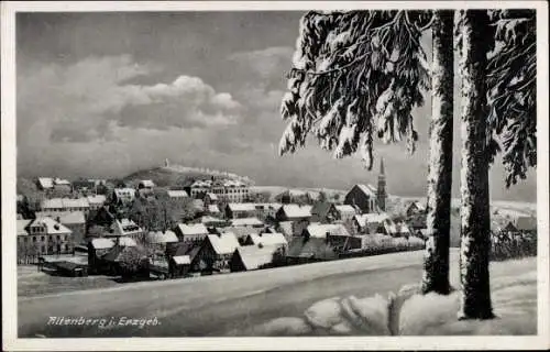 Ak Altenberg im Erzgebirge, Totalansicht, Winter, Schnee