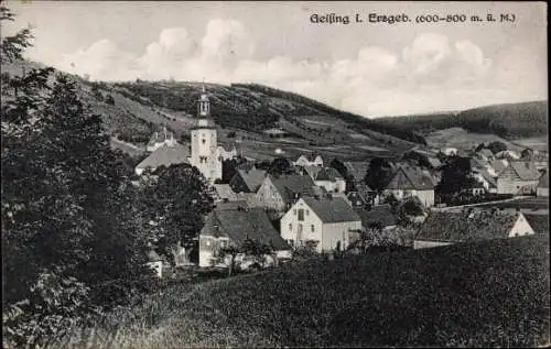 Ak Geising Altenberg Erzgebirge, Stadtpanorama, Glockenturm