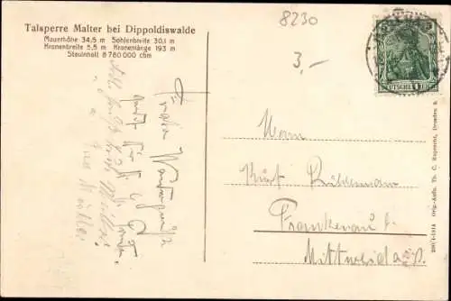 Ak Malter Dippoldiswalde, Talsperre Malter