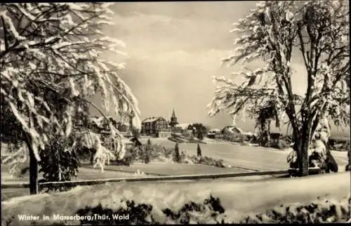 Ak Masserberg in Thüringen, Teilansicht, Winter