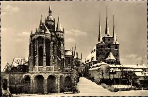 Ak Erfurt in Thüringen, Dom, Severikirche, Winter