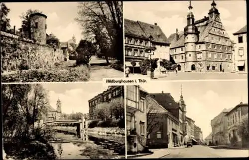 Ak Hildburghausen in Thüringen, Rathaus, Straße, Stadtmauer