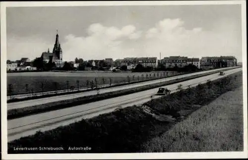 Ak Schlebusch Leverkusen im Rheinland, Autostraße