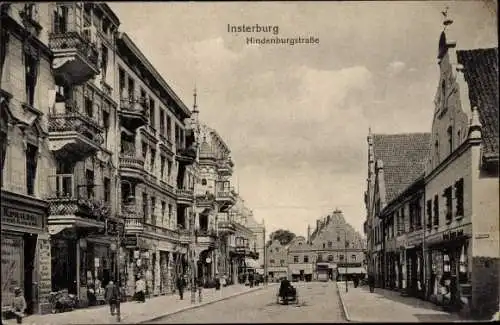 Ak Tschernjachowsk Insterburg Ostpreußen, Hindenburgstraße, Geschäfte