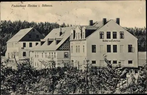 Ak Moldava Moldau in Böhmen Region Aussig, Gasthof zum Fischerhaus