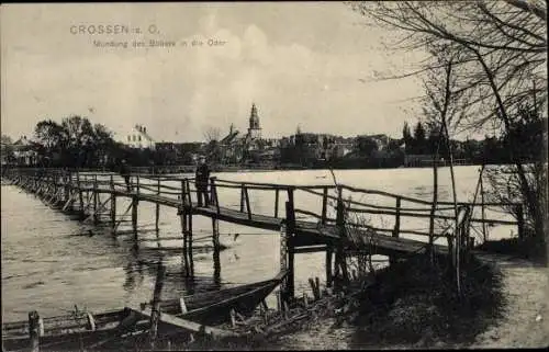 Ak Krosno Odrzańskie Crossen Oder Ostbrandenburg, Bobermündung, Steg