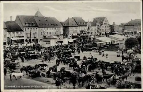 Ak Gołdap Goldap Ostpreußen, Marktplatz, Viehmarkt, Rummel