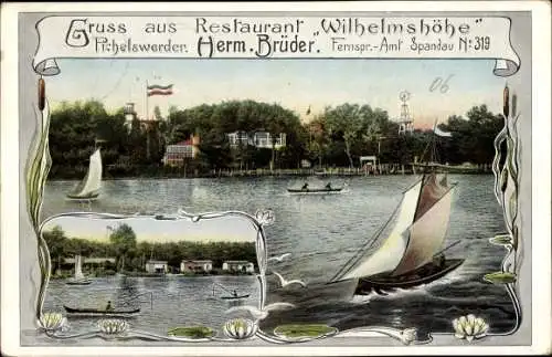 Ak Berlin Spandau Wilhelmstadt, Pichelswerder, Restaurant Wilhelmshöhe, Inh. Herm. Brüder