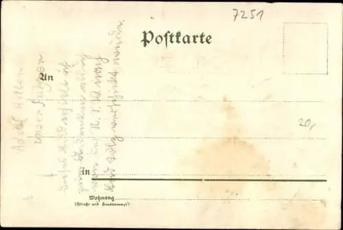 Litho Lüptitz Lossatal Sachsen, Gasthof, Ballsaal, Steinbruch, Gesamtansicht