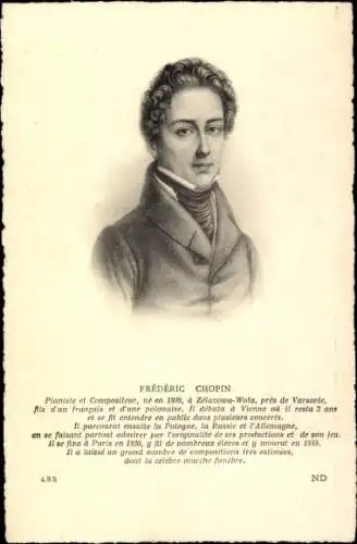Ak Komponist Frédéric Chopin, Pianist, Klavierkomponist, Portrait