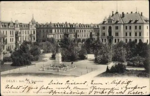 Ak Oleśnica Oels Schlesien, Kaiserplatz, Denkmal