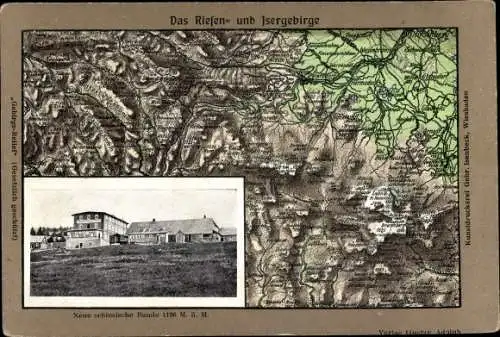 Landkarten Ak Szklarska Poręba Schreiberhau Riesengebirge Schlesien, Baude
