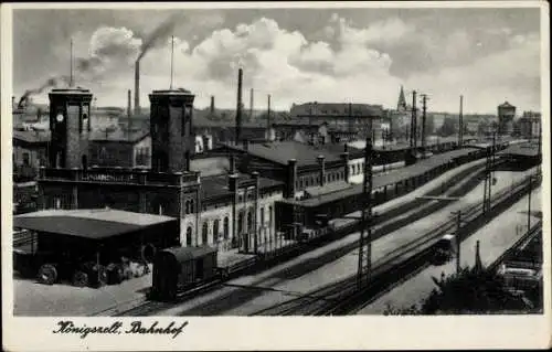 Ak Jaworzyna Śląska Königszelt Schlesien, Bahnhof, Gleisseite, Wasserturm