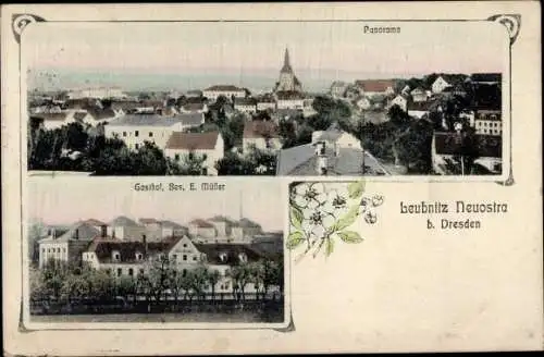 Ak Dresden Leubnitz Neuostra, Panorama, Gasthof