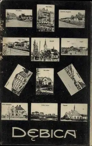 Ak Dębica Karpatenvorland Polen, Stare Miasto, Infanteriekaserne, Kirche, Bahnhof, Kavalleriekaserne