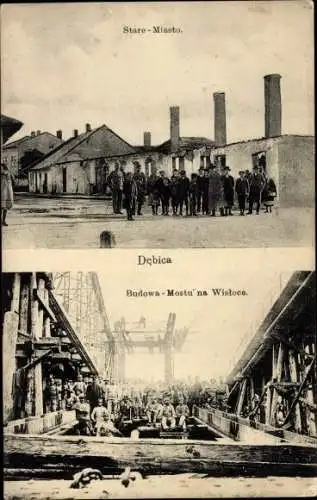 Ak Debica Polen, Bahnhof, Brücke, Kriegszerstörungen, I WK