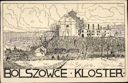 Künstler Ak Bilschiwzi Bolschowitz Bołszowce Ukraine, Kloster, 1. WK