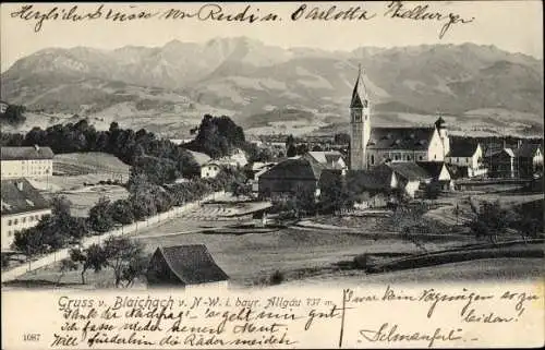 Ak Blaichach im Allgäu, Panorama, Kirche