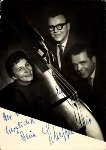 Ak Scheffel-Trio, Portrait, Kontrabass, Autogramm