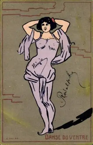 Künstler Ak Bauchtänzerin im durchsichtigen Gewand