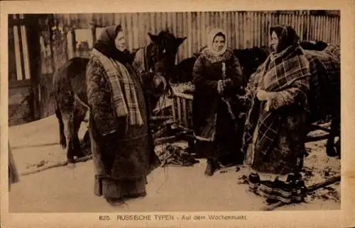 Ak Russische Typen, Frauen auf dem Wochenmarkt