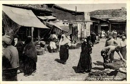 Ak Skopje Üsküb Mazedonien, Straßenszene, Händler