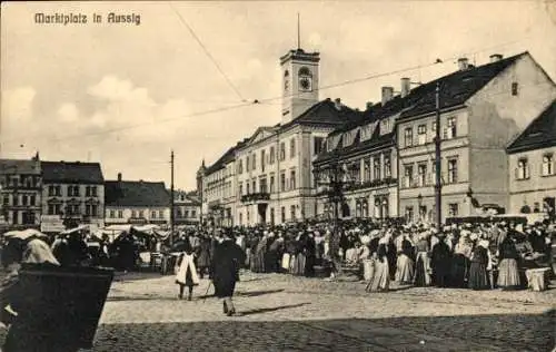 Ak Ústí nad Labem Aussig an der Elbe, Marktplatz