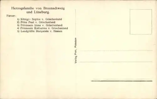 Ak Herzogsfamilie von Braunschweig und Lüneburg, Königin Sophie von Griechenland, Prinz Paul