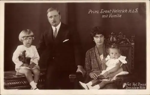 Ak Prinz Ernst Heinrich von Sachsen, Sophie von Luxemburg, Kinder