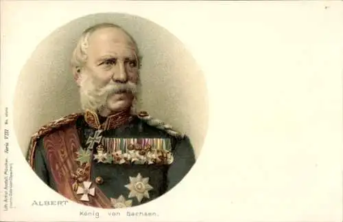 Litho König Albert von Sachsen, Portrait